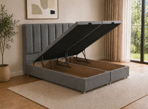 Iberis Oversized Ottoman Bed in Grey Velvet