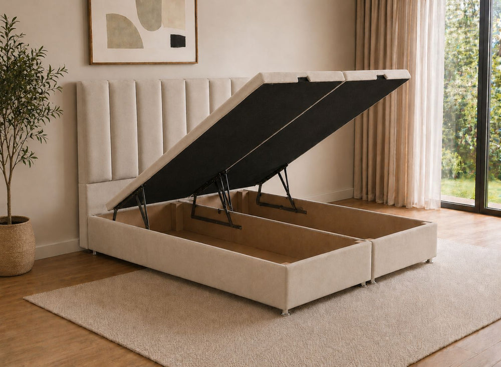 Iberis Oversized Ottoman Bed in Oyster Velvet
