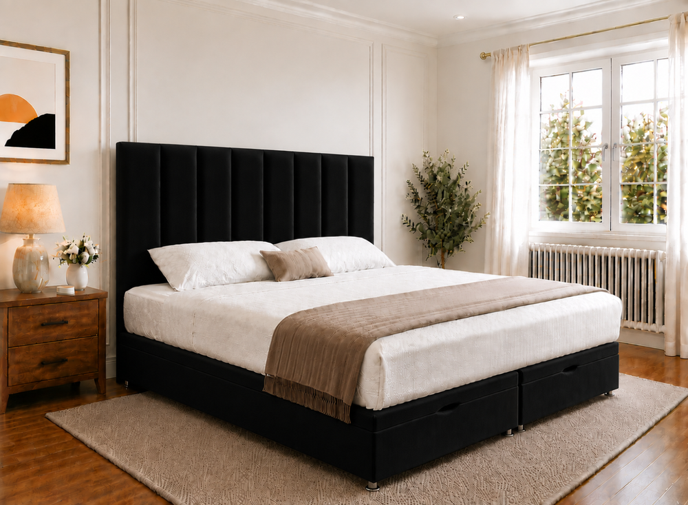 Iberis Blush Pink Velvet Oversized Ottoman Bed