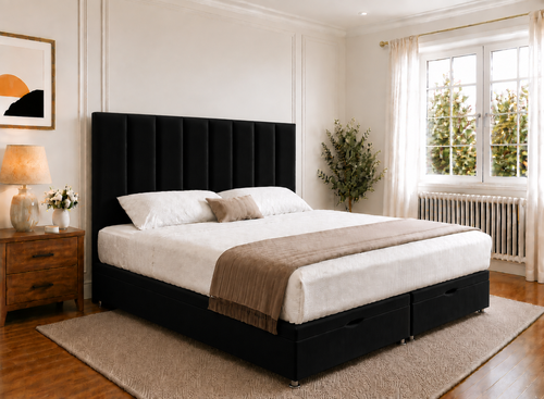 Iberis Black Velvet Oversized Ottoman Bed