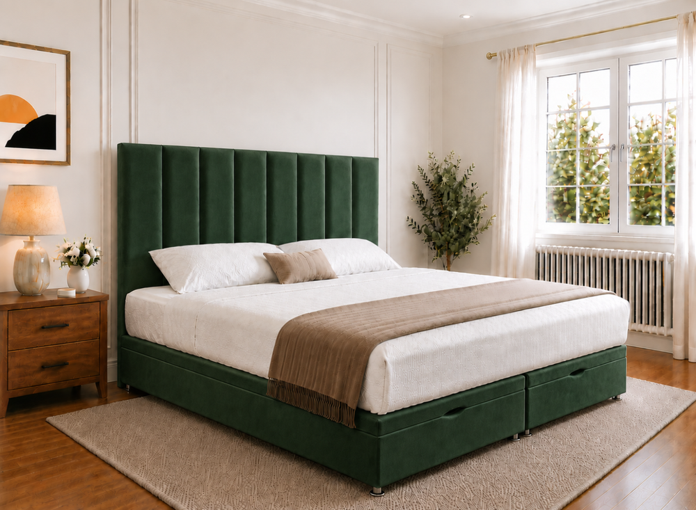 Iberis Blush Pink Velvet Oversized Ottoman Bed