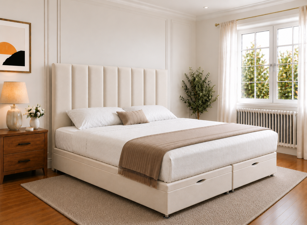 Iberis Blush Pink Velvet Oversized Ottoman Bed