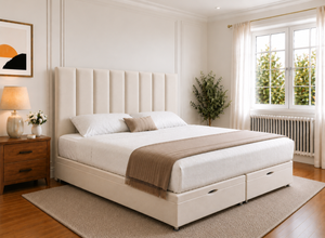Iberis Oyster Velvet Oversized Ottoman Bed