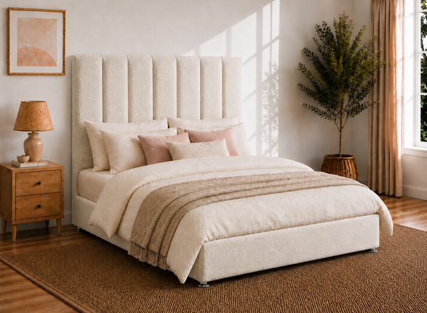 Iberis Ottoman in Daisy White Boucle