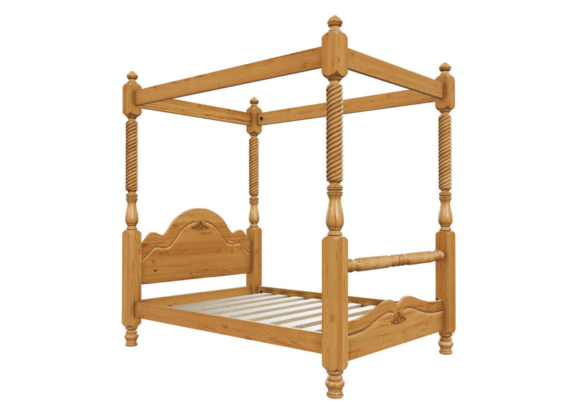 Illington 4 Poster Wooden Bed Finished in Stained Antique
