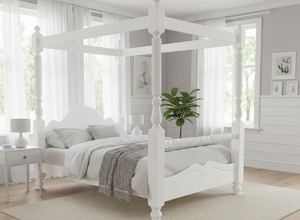 Illington 4 Poster Bed in All White Finish