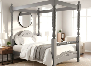 Illington 4 Poster Bed in Dovetail Grey Finish