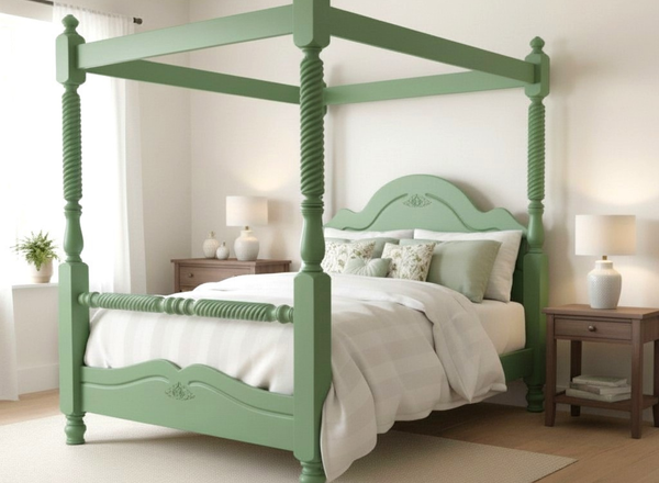 Illington 4 Poster Bed in Emerald Green Finish