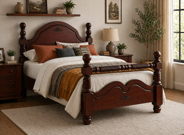 Illington Wooden Bed in Mahogany Finish
