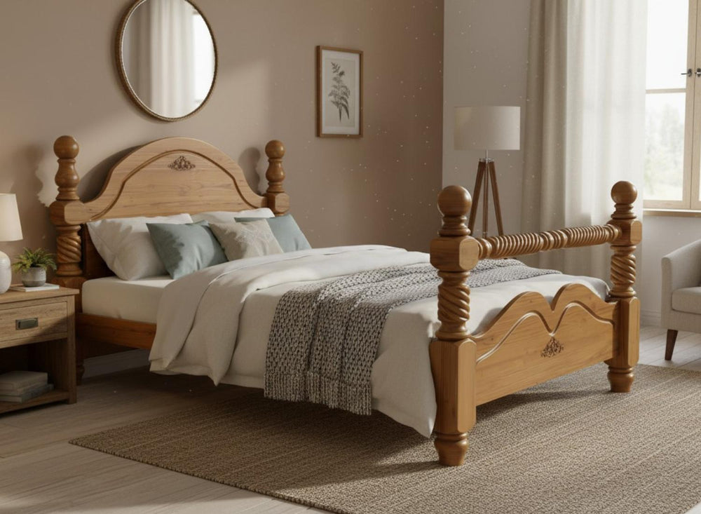 Illington Bed in Oak Finish