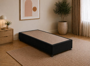 Single Divan Base in Jet Black Velvet