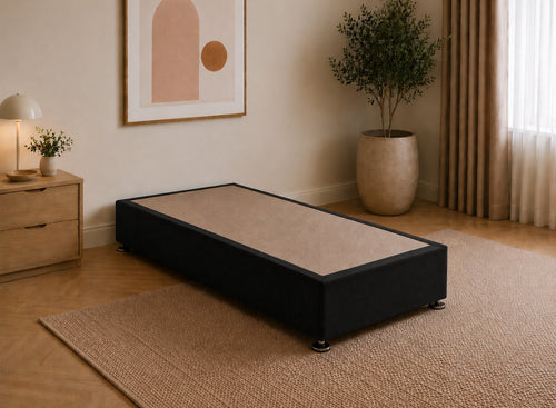 Single Divan Base in Jet Black Velvet