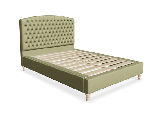 Chesterfield Fabric Bed Frame Finished in Moda Juniper Green Fabric