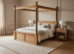 Kenninghall 4 Poster with twist rails finished in oak stain