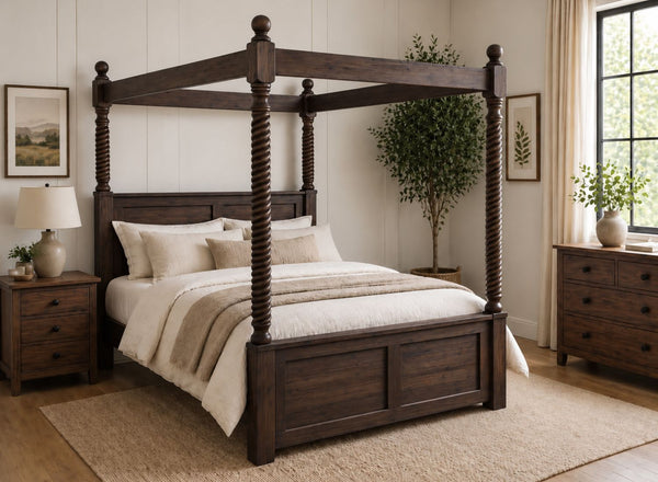 Kenninghall Four Poster Bed in Walnut Finish (High End)