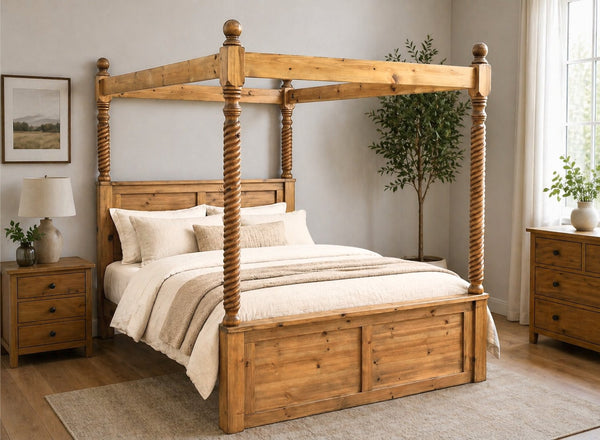 Kenninghall Four Poster Bed in Oak Finish (High End)