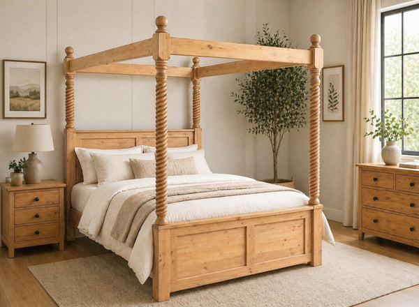 Kenninghall Four Poster Bed in Antique Finish (High End)