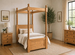 Kenninghall Four Poster Bed in Antique Finish, Single Size (High End)