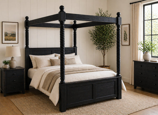 Kenninghall Four Poster Bed in Black Ash Finish (High End)