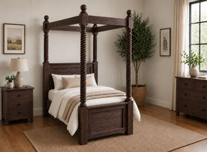 Kenninghall Four Poster Bed in Walnut Finish, Single Size (High End)
