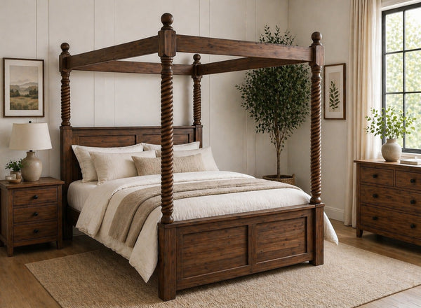 Kenninghall Four Poster Bed in Walnut Finish (High End)