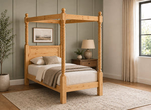 Kenninghall Four Poster Bed in Antique Finish, Single Size (Low End)