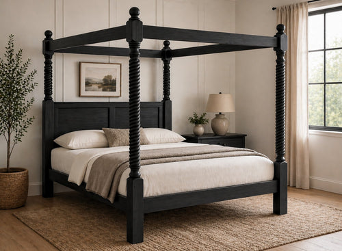 Kenninghall Four Poster Bed in Black Ash Finish (Low End)