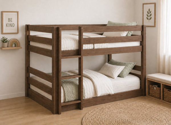 Keswidk Chocolate Floor Bunk Bed, Left-Hand Side Ladder