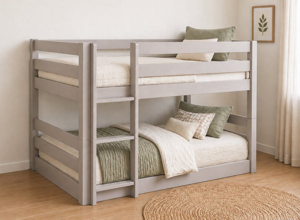 Keswick Grey Floor Bunk Bed, Left-Hand Side Ladder