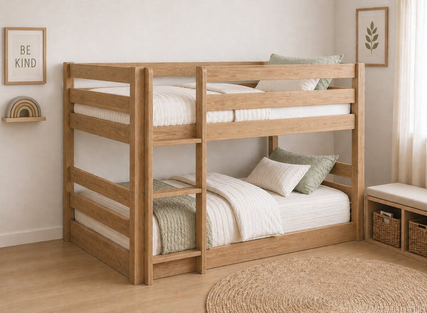 Keswick Oak Stain Floor Bunk Bed, Left-Hand Side Ladder