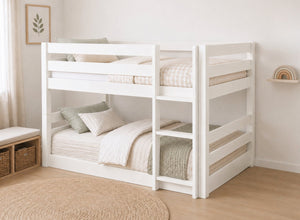 Keswick All White Floor Bunk Bed, Right-Hand Side Ladder