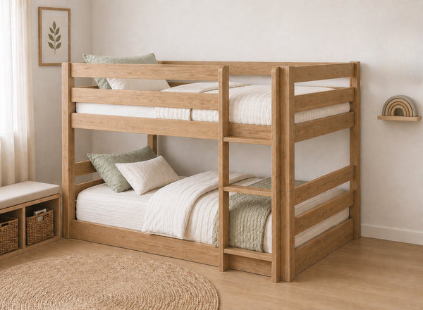 Keswick Oak Stain Floor Bunk Bed, Right-Hand Side Ladder