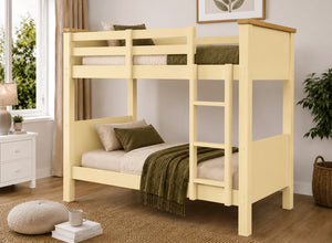 Lenwade Painted Wooden Bunk in Yellow with Oak Tops