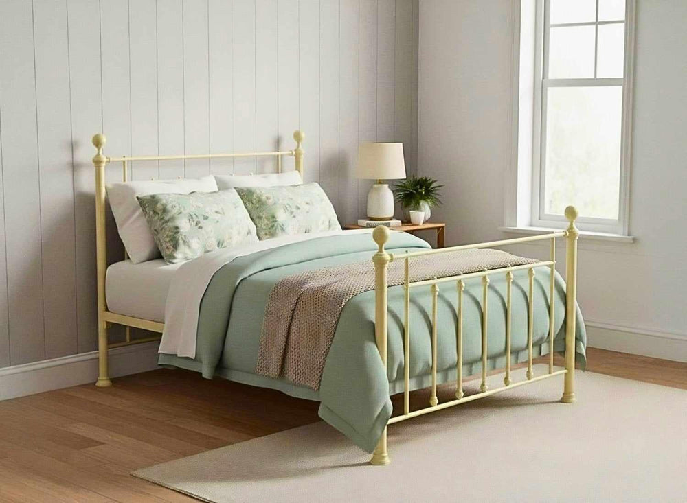 Libham Pastel Yellow Metal Bed Frame