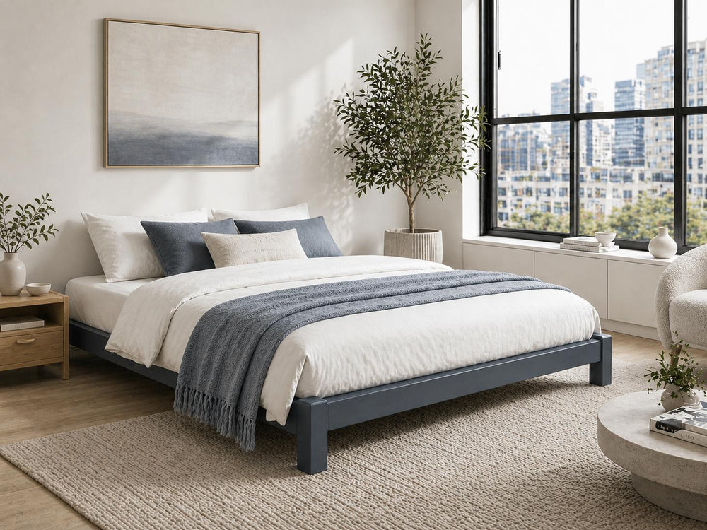Lingwood Green Wooden Platform Bed Frame - Hague Blue