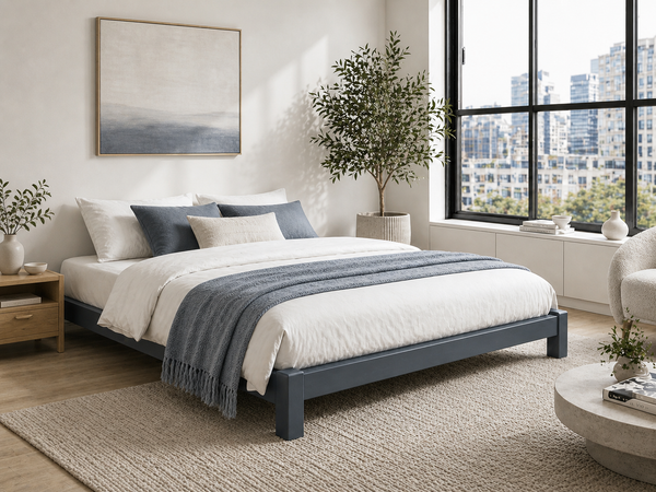 Lingwood Green Wooden Platform Bed Frame - Hague Blue