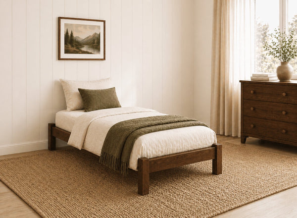 Lingwood Stained Chocolate Wooden Platform Bed, Single Size