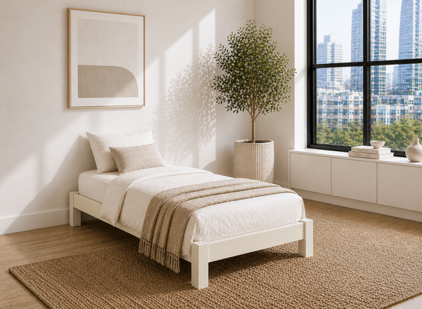 Lingwood Green Wooden Platform Bed Frame - James White, Single Size