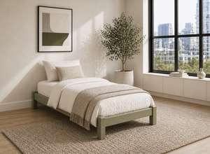 Lingwood Green Wooden Platform Bed Frame - Sage Green, Single Size