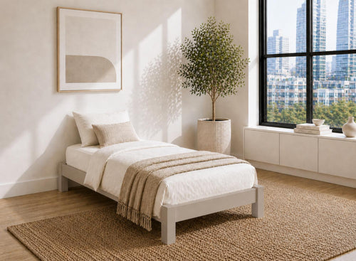 Lingwood Green Wooden Platform Bed Frame - Dove Tale Grey, Single Size