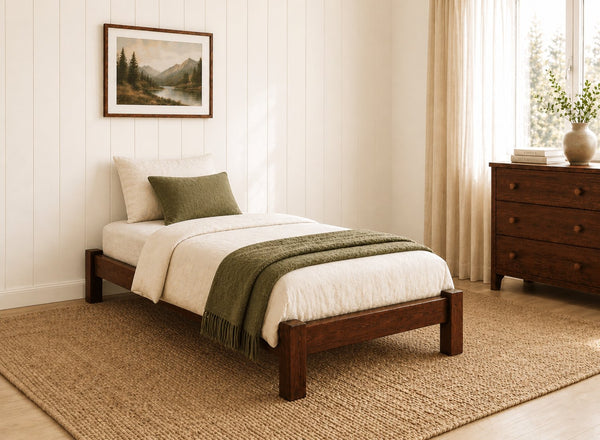 Lingwood Stained Mahogany Wooden Platform Bed, Single Size
