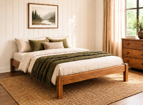 Lingwood Stained Oak Wooden Platform Bed