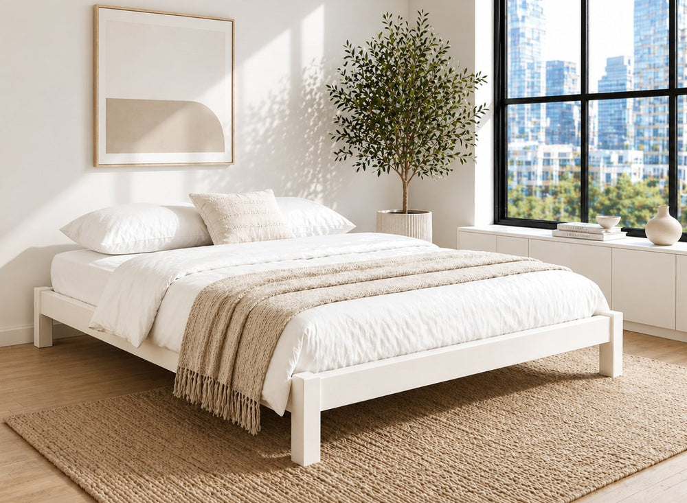 Lingwood Cream Wooden Platform Bed Frame - James White Cream