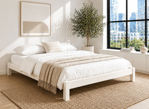 Lingwood Cream Wooden Platform Bed Frame - James White Cream