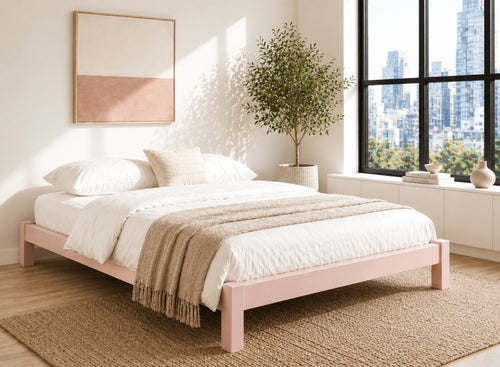 Lingwood Pink Wooden Platform Bed Frame - Nancys Blushes Pink