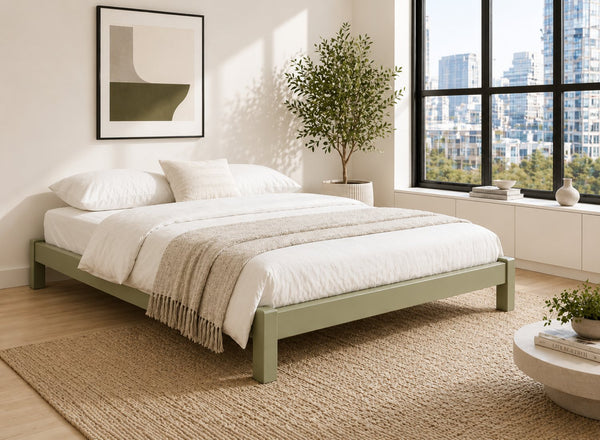 Lingwood Green Wooden Platform Bed Frame - Mizzle Green