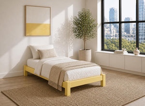 Lingwood Green Wooden Platform Bed Frame - Dayroom Yellow, Single Size