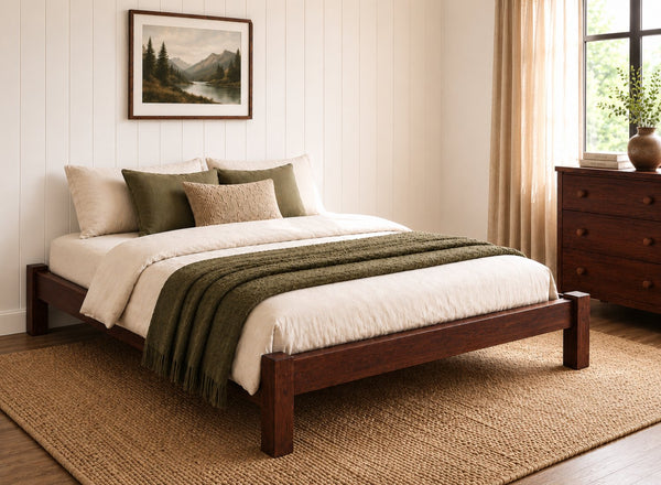 Lingwood Stained Mahogany Wooden Platform Bed