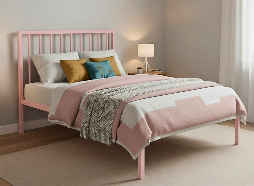 Madison Pastel Pink Metal Bed
