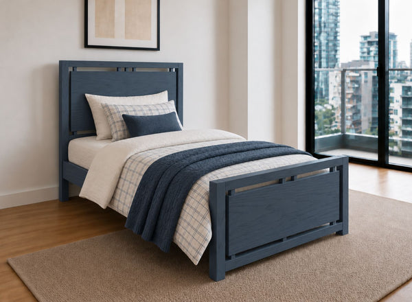 Marham Painted Blue Solid Oak Bed Frame, Single Size